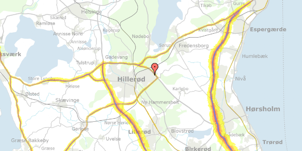 Trafikstøjkort på Smedievej 245, 3400 Hillerød