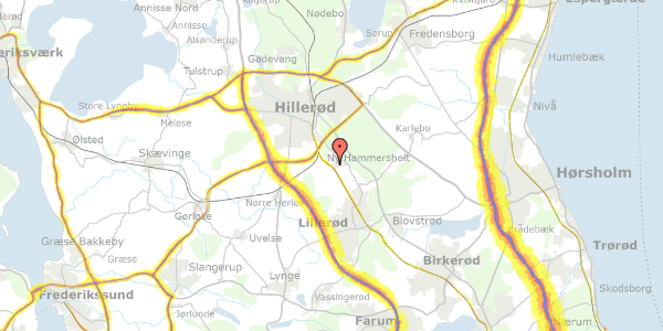 Trafikstøjkort på Spættevej 13, 3400 Hillerød