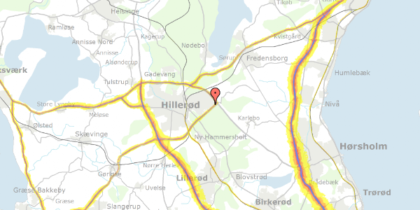 Trafikstøjkort på Tolvkarlevej 2, 3400 Hillerød