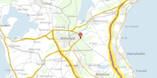 Trafikstøjkort på Tolvkarlevej 37, 3400 Hillerød