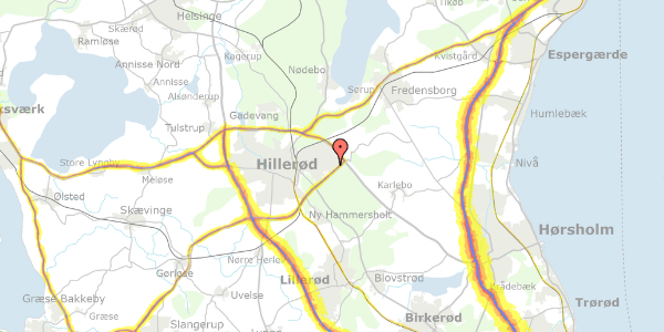 Trafikstøjkort på Tolvkarlevej 95, 3400 Hillerød