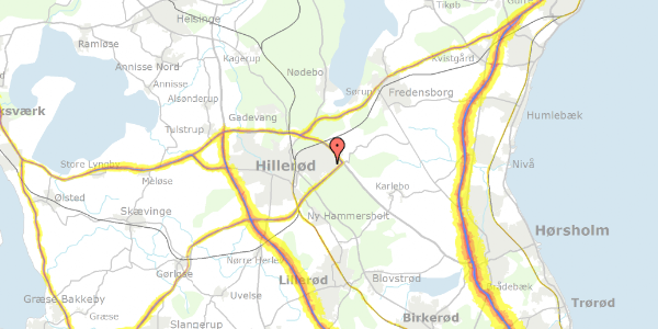 Trafikstøjkort på Tolvkarlevej 193, 3400 Hillerød