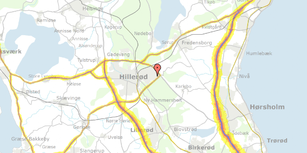 Trafikstøjkort på Tolvkarlevej 211, 3400 Hillerød