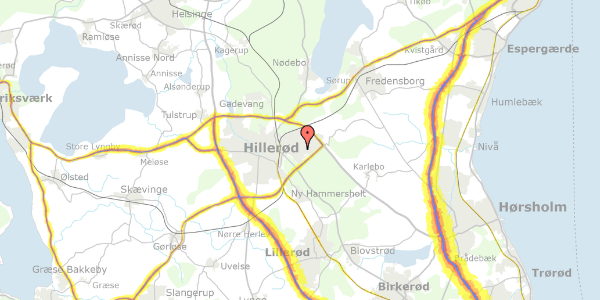 Trafikstøjkort på Ved Skansebakken 121, 3400 Hillerød