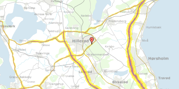 Trafikstøjkort på Ved Store Dyrehave 76, 2. th, 3400 Hillerød