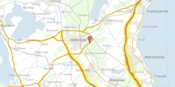 Trafikstøjkort på Ved Store Dyrehave 84, st. th, 3400 Hillerød