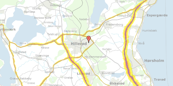 Trafikstøjkort på Æblehaven 12, 3400 Hillerød