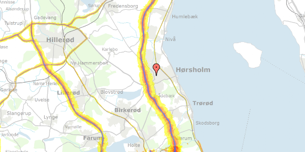 Trafikstøjkort på Forsythiavej 14, 2970 Hørsholm