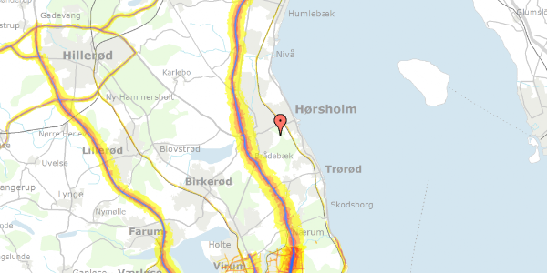 Trafikstøjkort på Grønnevang 57, 2970 Hørsholm