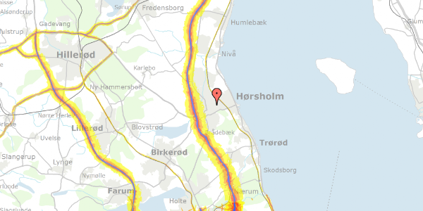 Trafikstøjkort på Grønsøvej 1, 2970 Hørsholm