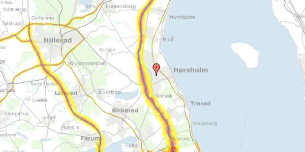 Trafikstøjkort på Gyvelvej 2, 2970 Hørsholm