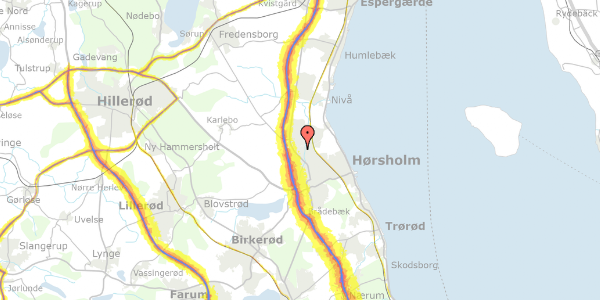 Trafikstøjkort på Holmevænget 9, 2970 Hørsholm