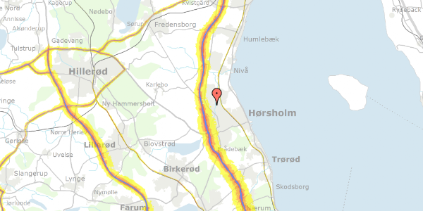 Trafikstøjkort på Holmevænget 19, 2970 Hørsholm