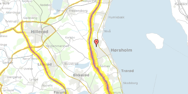 Trafikstøjkort på Holmevænget 43, 2970 Hørsholm