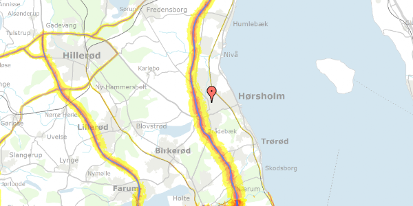 Trafikstøjkort på Hækkevej 17, 2970 Hørsholm