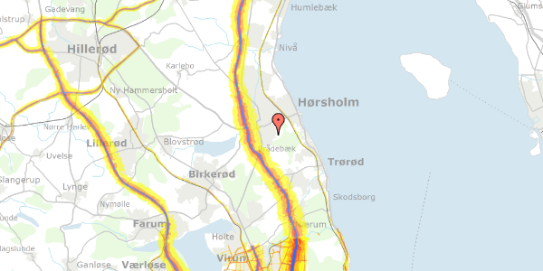 Trafikstøjkort på Jens Bornøs Vej 15, 2970 Hørsholm