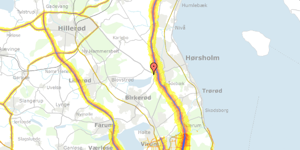 Trafikstøjkort på Nebbegårds Alle 5, 2970 Hørsholm