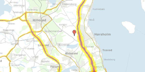 Trafikstøjkort på Segnerøddalsvej 1, 2970 Hørsholm