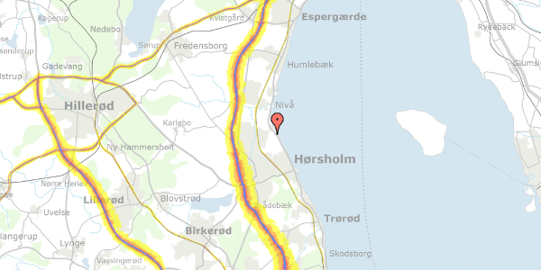 Trafikstøjkort på Slotsdalen 33, 2970 Hørsholm