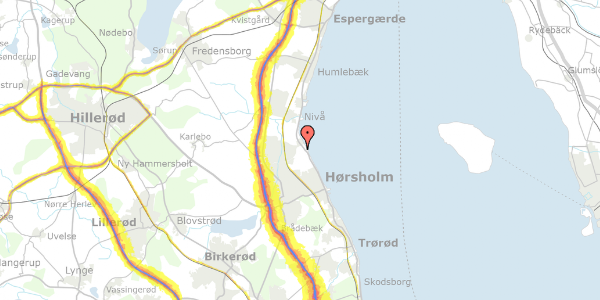 Trafikstøjkort på Slotsdalen 53, 2970 Hørsholm