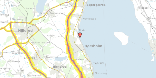 Trafikstøjkort på Slotsdalen 55, 2970 Hørsholm