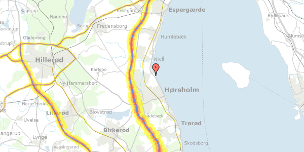 Trafikstøjkort på Slotsdalen 105, 2970 Hørsholm