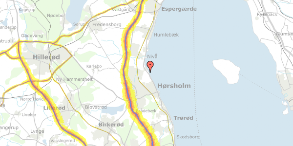 Trafikstøjkort på Slotsdalen 133, 2970 Hørsholm