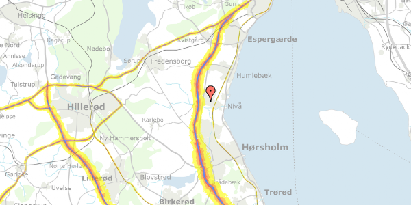 Trafikstøjkort på Absalonsvej 14, 2990 Nivå