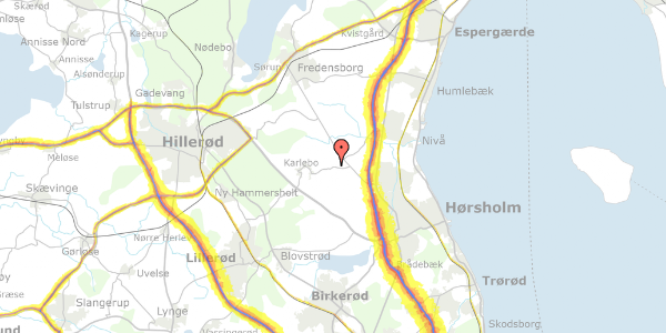 Trafikstøjkort på Avderødvej 19, 2980 Kokkedal