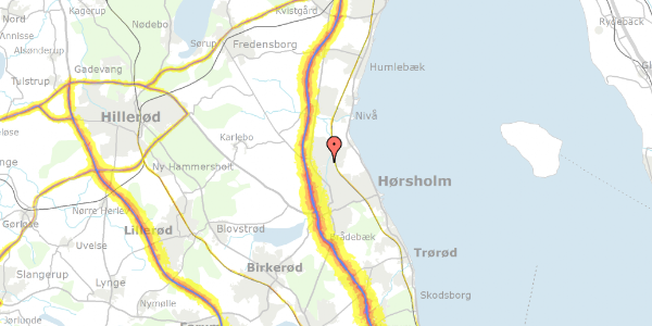 Trafikstøjkort på Brønsholmdalsvej 127, 2980 Kokkedal