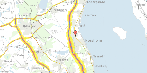 Trafikstøjkort på Brønsholmdalsvej 129, 2980 Kokkedal