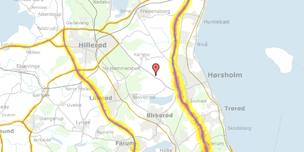 Trafikstøjkort på Damsholtevej 28, 2970 Hørsholm