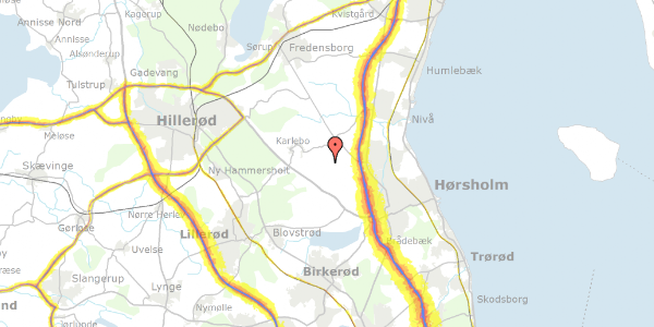 Trafikstøjkort på Gunderødvej 11, 2980 Kokkedal