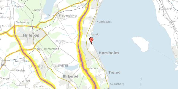 Trafikstøjkort på Hjortevænget 703, 2980 Kokkedal