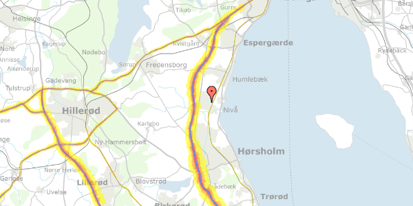 Trafikstøjkort på Hjørnestenen 7A, 2990 Nivå