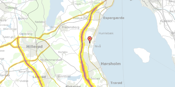 Trafikstøjkort på Hjørnestenen 19B, 2990 Nivå