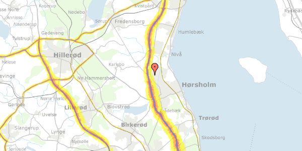 Trafikstøjkort på Hvedevænget 35, 2980 Kokkedal