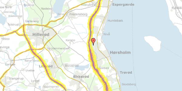 Trafikstøjkort på Hvedevænget 55, 2980 Kokkedal