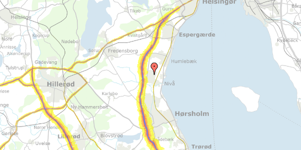 Trafikstøjkort på Kastaniens Kvarter 11, 2990 Nivå