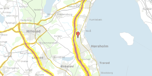 Trafikstøjkort på Kornager 117, 2980 Kokkedal