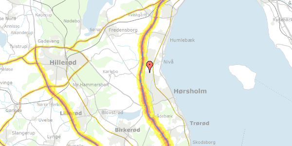 Trafikstøjkort på Rosenhaven 102, 2980 Kokkedal