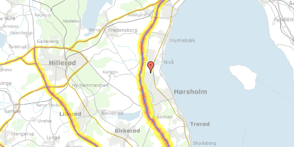 Trafikstøjkort på Rosenhaven 111, 2980 Kokkedal