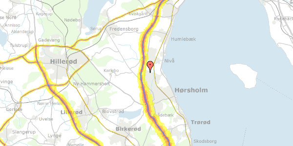 Trafikstøjkort på Rosenhaven 213, 2980 Kokkedal