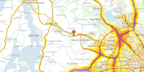 Trafikstøjkort på Korshøj 213, 3670 Veksø Sjælland