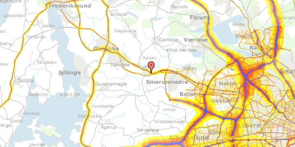 Trafikstøjkort på Korshøj 305, 3670 Veksø Sjælland