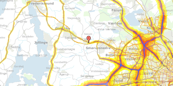 Trafikstøjkort på Korshøj 423, 3670 Veksø Sjælland