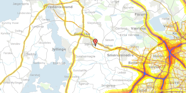 Trafikstøjkort på Morelvej 13, 3660 Stenløse