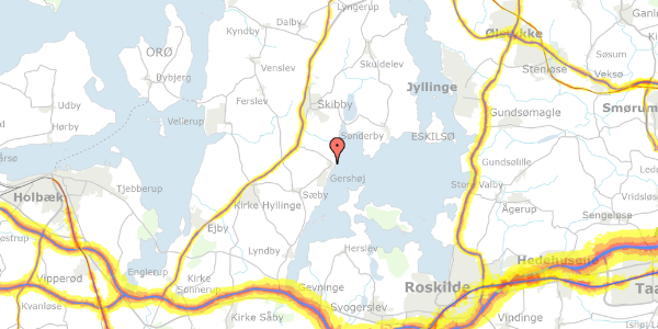 Trafikstøjkort på Bovelgårdsvej 36, 4070 Kirke Hyllinge