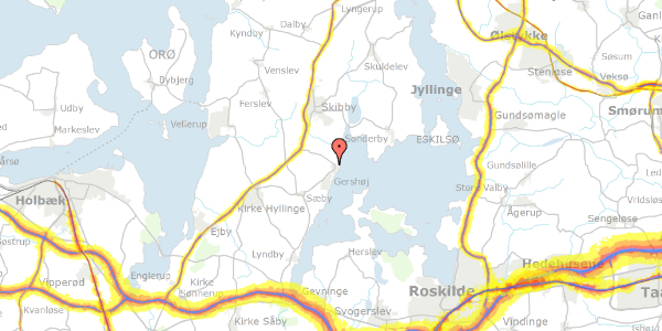 Trafikstøjkort på Gershøjgårdsvej 14, 4070 Kirke Hyllinge