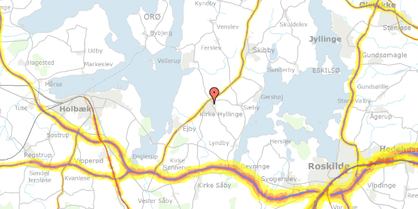 Trafikstøjkort på Mosevej 7, 4070 Kirke Hyllinge